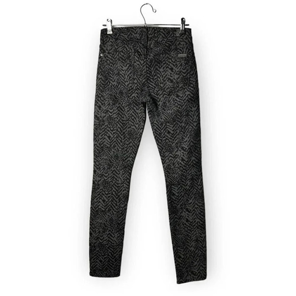 7 For All Mankind Gwenevere Skinny Black and Charcoal Zebra Print 25 - Picture 3 of 10